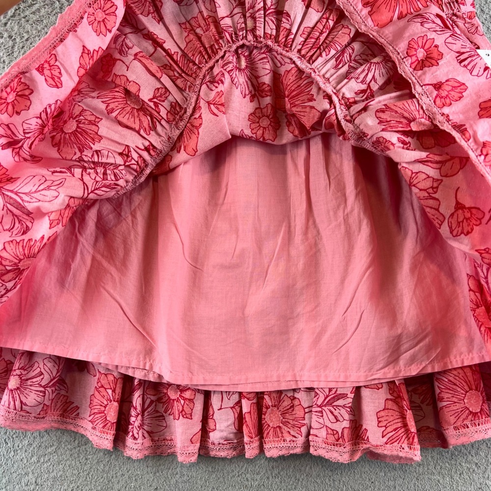 New Jessica Simpson Romana Ruffle Skirt Sea Pink Delicate Floral Mini Skirt  M - Picture 3 of 10